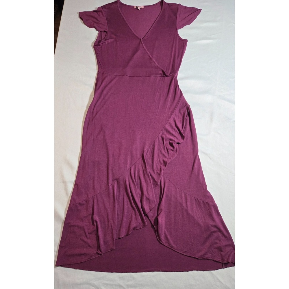 Juicy Couture Y2K Plum Faux Wrap Dress | Romantic Ruffle Midi Size L